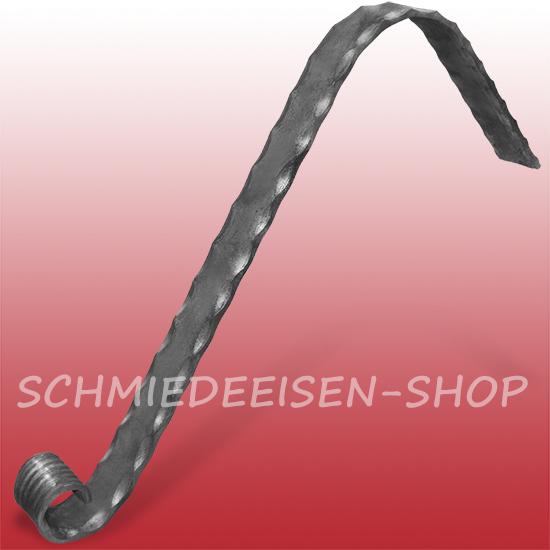 Handlauf - lange Anbindung für schmiedeeiserne Geländer Profil 40 x 8 mm mit kleiner Endrolle