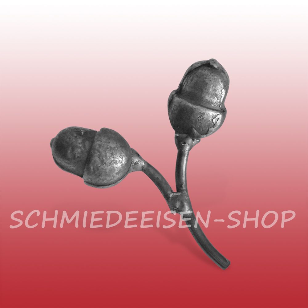 kleiner Eichen-Zweig mit 2 Eicheln - Stahlguss, Stahldraht - 75 x 70 mm