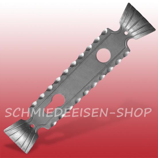 1 Satz Schlossblenden - Stahlblech, strukturgeprägt, Enden gewölbt - 260 x 56 mm - Bohrabstand 90 mm